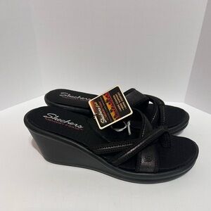 Skechers Rumblers Black Slide Sandals with Memory Foam